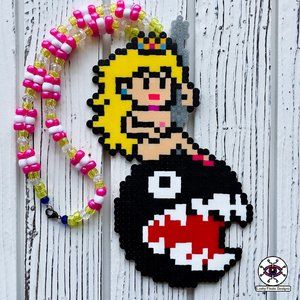 Princess Peach Perler Necklace